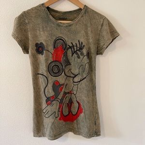 Minnie Mouse Disneyland Resort Tie Dye Embellished Embroidered Black Red Tee-S
